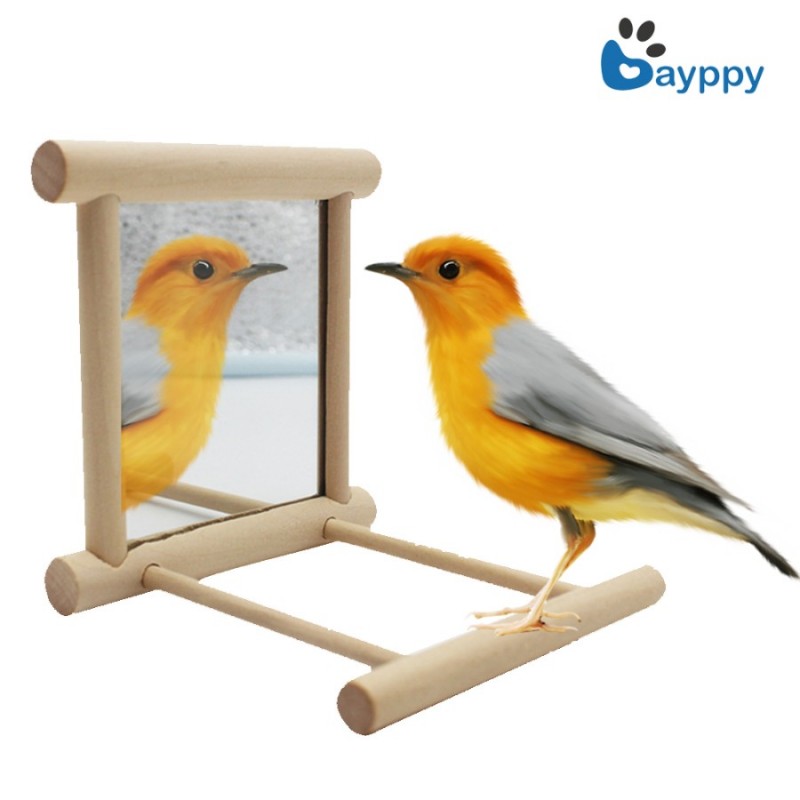 Pet Bird Mirror Wooden Mirror Funny Toy for Parrots Cockatiel Vogel